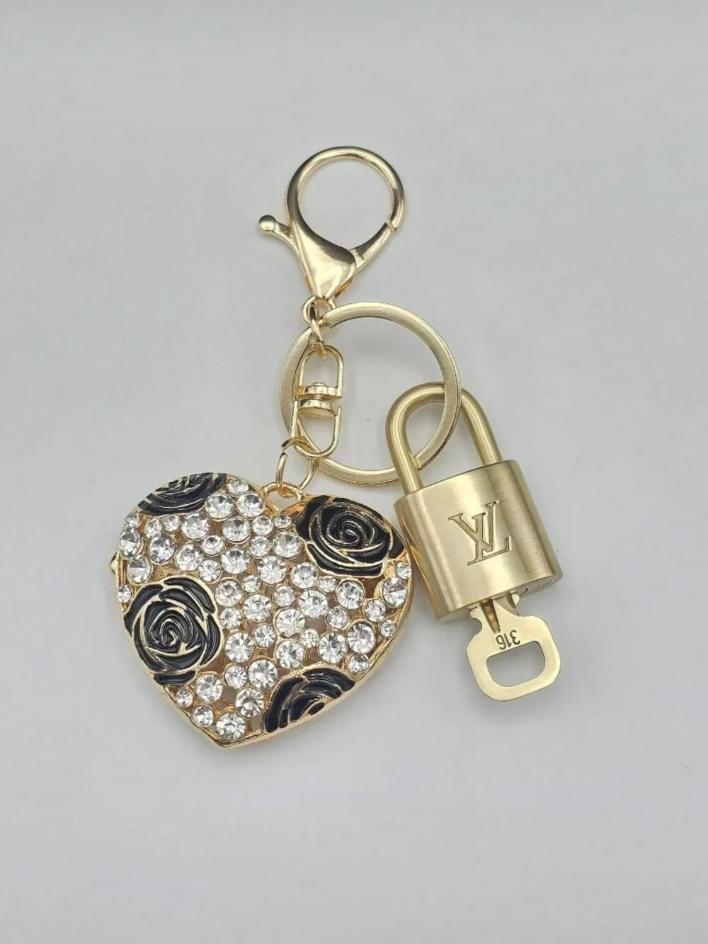 Authentic Louis Vuitton Gold Padlock 🔒 Key Set w/ Unbranded Heart Bag Charm